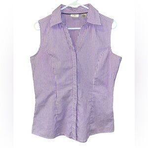 Riders by Lee Purple Striped Button Up Tank Top
